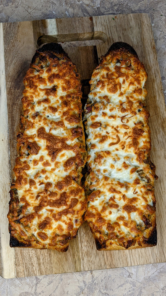 Super Cheesy BBQ Brisket Garlic Bread